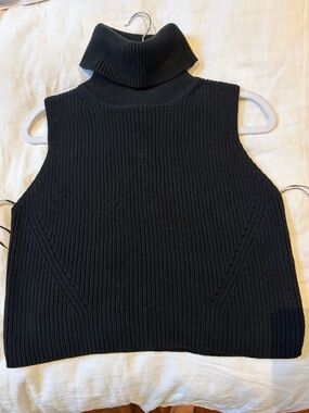 French Connection Black Sleeveless Turtleneck Sweater